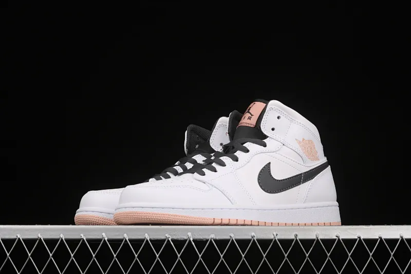 All categories Air Jordan Jordan series basketball shoes Air Jordan 1 Mid Air Jordan 1 Mid AJ1 Joe 1 white and black cherry blossom powder Zhongbang basketball shoes 554725-180